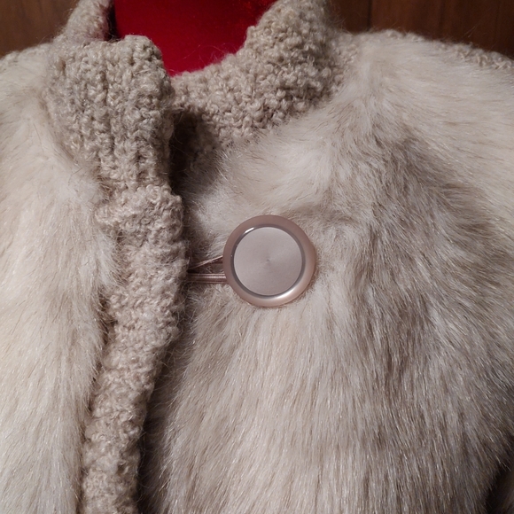Vintage D'Espririt D&P Faux Fur Jacket Knit Collar,Cuffs & Accents Size 10 - Picture 2 of 5